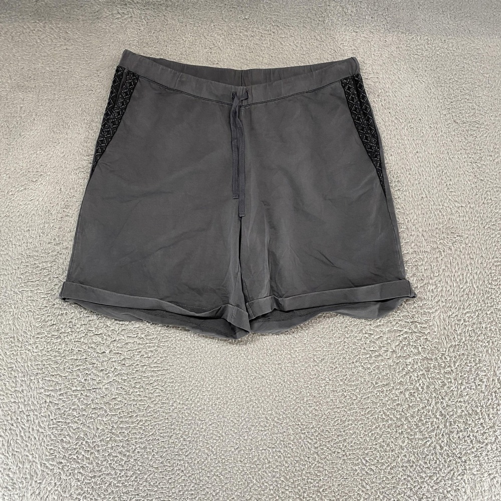 J. Jill Shorts Womens‎ XL Gray French Terry Drawstring Cuffed Embroidered